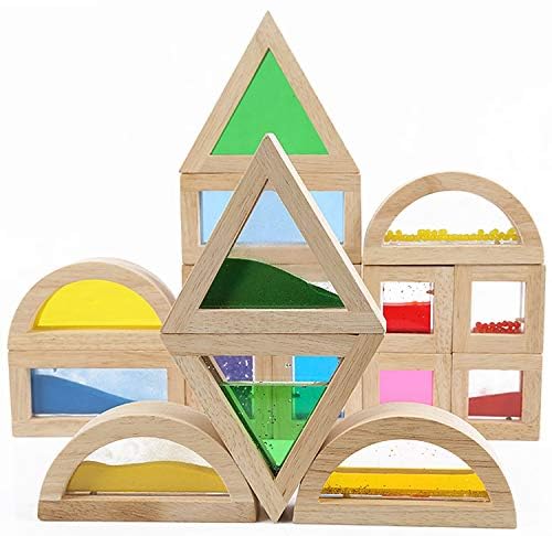 Large Wooden Building Blocks for Toddlers Baby Kids 16 Pcs Rainbow Blocks Geometry Sensory Stacking Construction Toys Set Colorful Preschool Learning Educational Toys for Boys & Girls… - Image 7