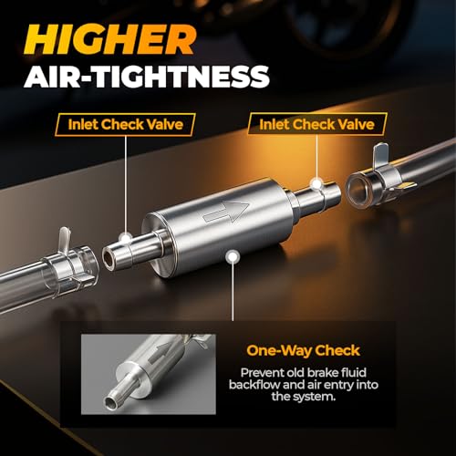 2 Pack Brake Bleeder Hose, Durable Brake Bleeder Kit with Aluminum One Way Check Valve and Soft Tube, Universal Brake Fluid Bleeding Tool for Car Motorcycle Bike Clutch