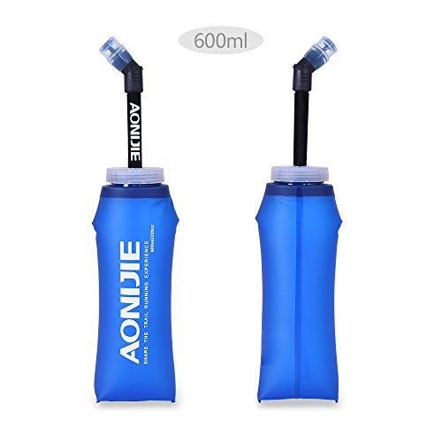 Andoer Garrafa de água corrente macia AONIJIE Sport dobrável leve compacta sem BPA Frasco macio para