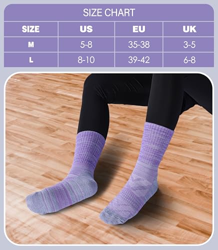 DOSKONI Meias femininas para caminhada, atléticas, de compressão, absorção de umidade, 5 pares, 5 pa