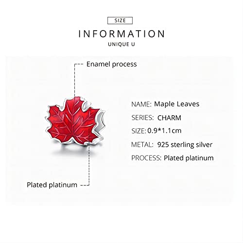 Maple Leaves Charms 925 Sterling Silver Autumn Maple Leaf Enamel Craft Sterling Silver Charm Beads For Pandora And Other European Bracelet Necklaces #TOP2