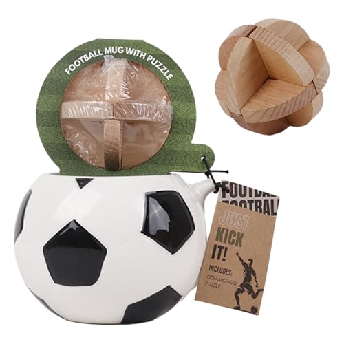 bespritGIFT Soccer Mug & Wooden Puzzle Set - Soccer Coffee Mug, Soccer Cup Ideal Gift for Soccer Fans, Perfect for Game Day & Birthdays
