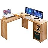 DOSLEEPS Escritorio esquinero para computadora en forma de L de 51 pulgadas, grano de haya