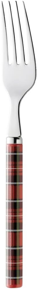 Takakuwa Metal 401642 Tartan Dessert Fork, Red
