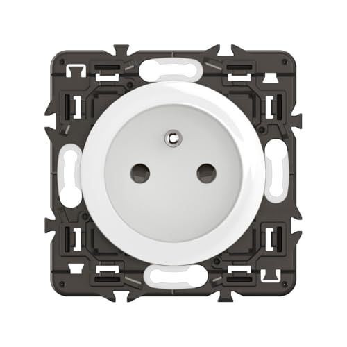 LEGRAND - Prise Electrique Murale avec Terre Céliane - Connexion à vis - Blanc - A compléter avec une plaque
