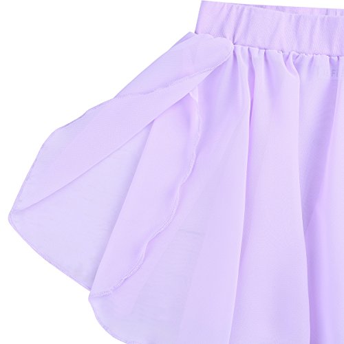 Inlzdz Saia de dança de balé infantil de chiffon clássica para ginástica, skatista, dança, Roxa, 5 /