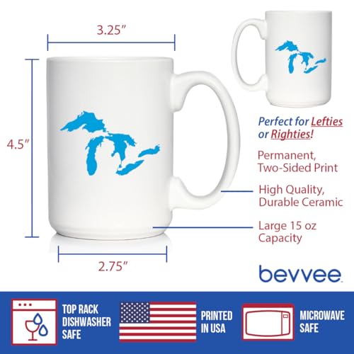 Taza de café con mapa de los Grandes Lagos 15oz cerámica blanca miniatura 4