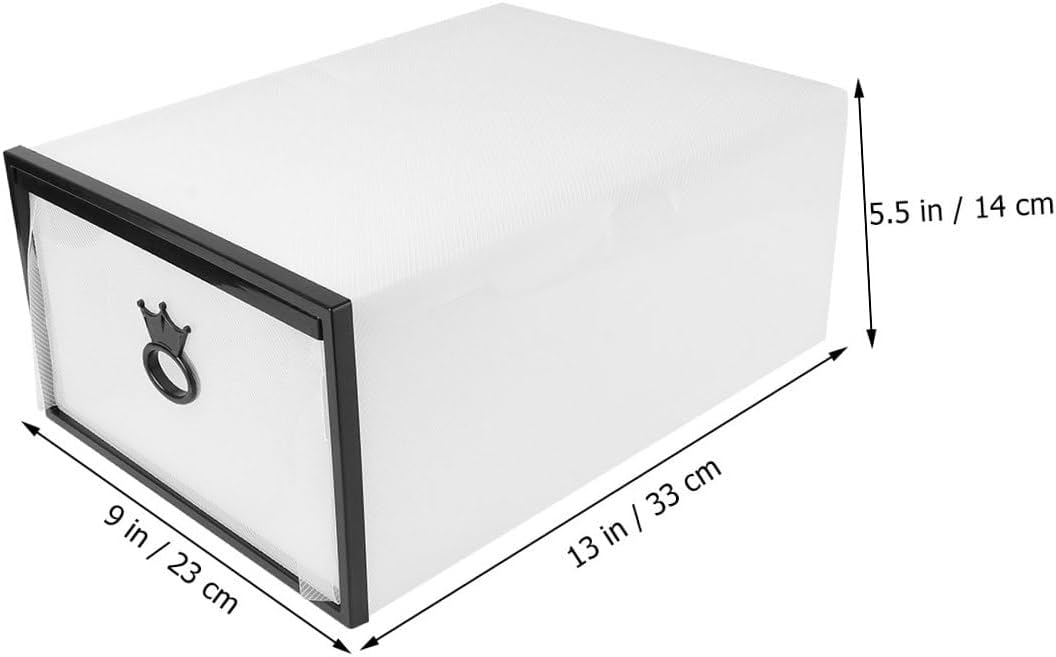 Thick Transparent Drawer-style Shoe Storage Box with Black Frame Large Plastic Organizer Container for Men and Women Dustproof and Stackable Shoe Holder