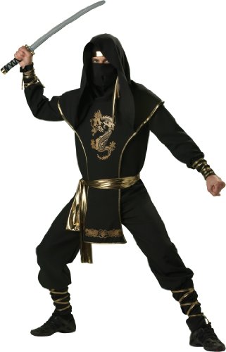 InCharacter Costumes Men's Ninja Warrior Costume, Black/Gold, Medium