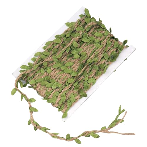 CXNXFD Künstliche Rattanblätter, 20 Meter natürliches grünes Blattseil, Country Craft Pflanzengirlande, grünes Blatt-Rattan-Hanfseil, geeignet...