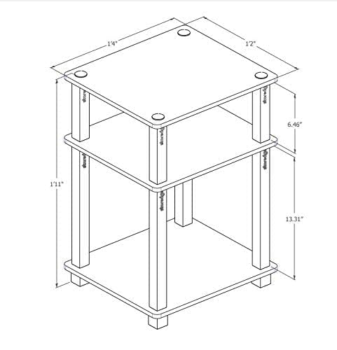Image of Ash & Roh 3-Tier Turn-N-Tube End Table-MDF Engineered Wood Side Table- Nightstand with Storage Shelf for Living Room, Bedroom. (3-Tier End Table)