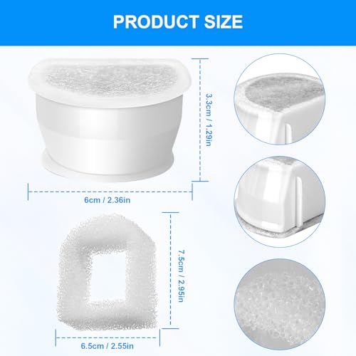 Rigidstone 12 Stück Filter, Katzenbrunnen-Ersatzkohlefilter Drinkwell Kohlefilter Trinkbrunnen Filter für PetSafe Drinkwell Avalon/Pagoda/2 Gallon/Sedona/Seascape Katzenbrunnen