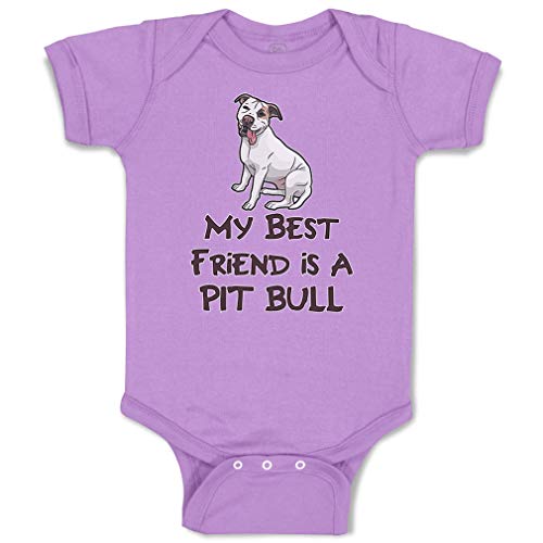 Image of Cute Rascals Baby Bodysuit My Best Friend Is A Pit Bull Dog Lover Pet Boy & Girl Baby Clothes Funny Cotton Lavender Design Only 6 Months
