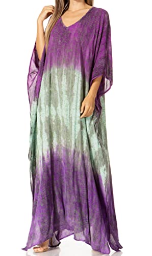 Sakkas Tacy Women's Casual Boho Summer Maxi Dress Caftan Kaftan Cover-up LougeWear
