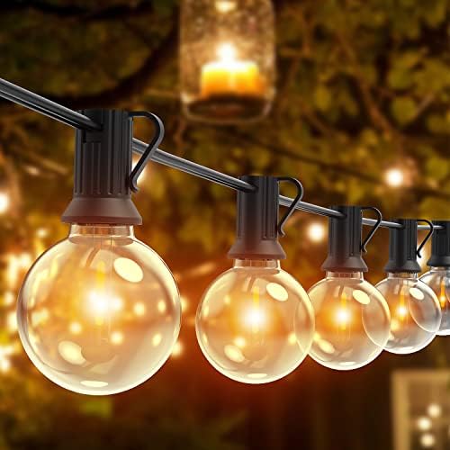 Romwish Outdoor String Lights, 12M/40FT Festoon Lights Outdoor with 18+2 Plastic G40 Bulbs, 2700K Garden Lights Mains Powered for Outside Backyard Garden Porch Christmas Party