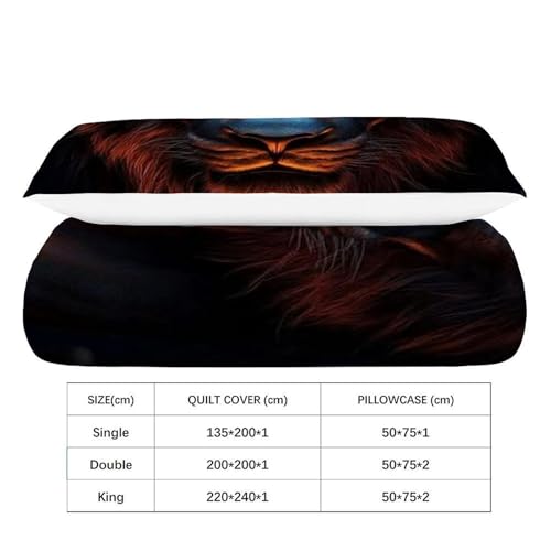 Housse de couette animaux lit simple 135x200cm microfibre taies oreiller