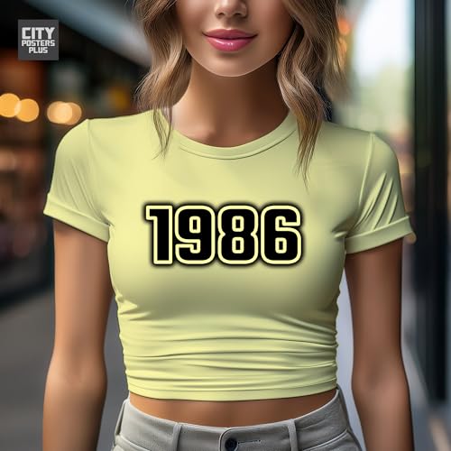 Crop top femmes 1986 en jaune beurre rétro