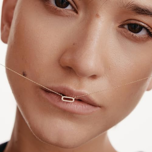 Gelin Diamond Paper Clip Necklace in 14k Solid Gold3