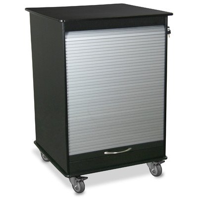 TrippNT 51002 Polyethylene Mobile Lab Cart, Lockable, 24" Width x 35" Height x 24" Depth, Small, Black/Silver