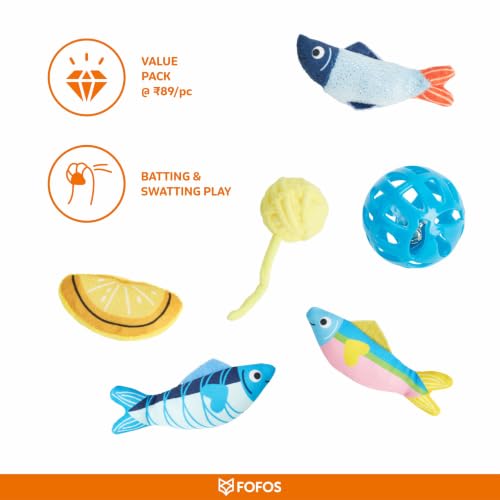 Image of BarkButler x FOFOS Sardine Cat Toys 9pk - 100% Catnip Toys for Cats, Interactive Toys Set - Multicoloured