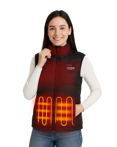 SAVIOR HEAT Women's Heated Vest with Rechargeable Battery,Lightweight 10Hours Heating Electric Vest for Women Indoor Outdoor