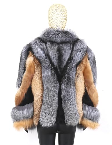 Real Fox Fur Coat Winter Women Jacket Thick Warm Overcoat Long Sleeve4