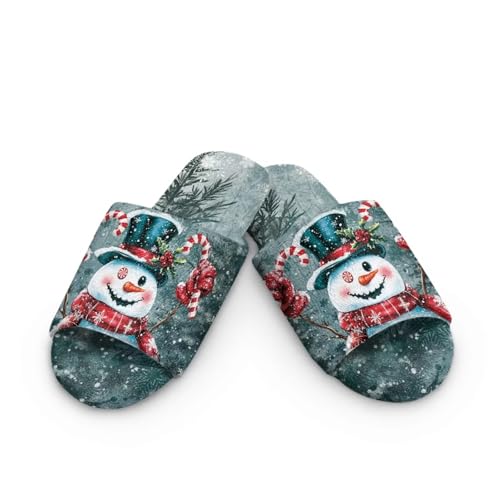 Open Toe Slippers for Women Warm Comfy House Shoes Christmas Bedroom Slippers2
