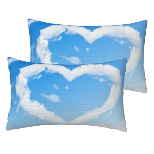 Housses de coussin cœur plage romantique canapé lit imitation lin - 2