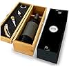 ShyaWorld Caja para Botella de Vino de Madera. Estuche para regalar. Kit Set Accesorios de vinos Incluidos. Sacacorchos, Recogegotas, Dosificador, Tapón...Botella No incluida. (Caja Madera con Set)