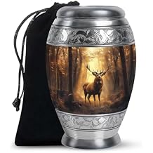 Deer Cremation Urns for Ashes Adult Male - Large Adult Memorial Urn for Ashes for Women - Wildlife - Burial Urns for Men & Women - Funeral Urn - Large Size 10 Inch with Velvet