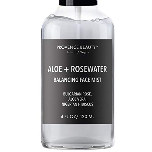 Aloe Vera and Rosewater Facial Mist - Balancing, Refreshing and Soothing Facial Mist - Infused with Bulgarian Rose and Hibiscus - 4 Fl Oz