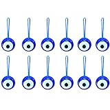 Erbulus Turkish Glass Blue Evil Eye Beads - 12 pcs 1.6' (4.2cm) Bulk Pack - Evil Eye Ornament Protection Charm - Turkish Nazar Boncuk Talisman - Home Decor Amulet - Wedding Favor in a Box (Blue)