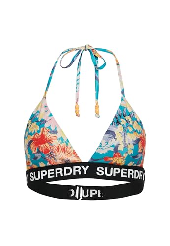 Superdry Damen Triangel-Bikinioberteil mit Logo Bali Blau Anemone 40