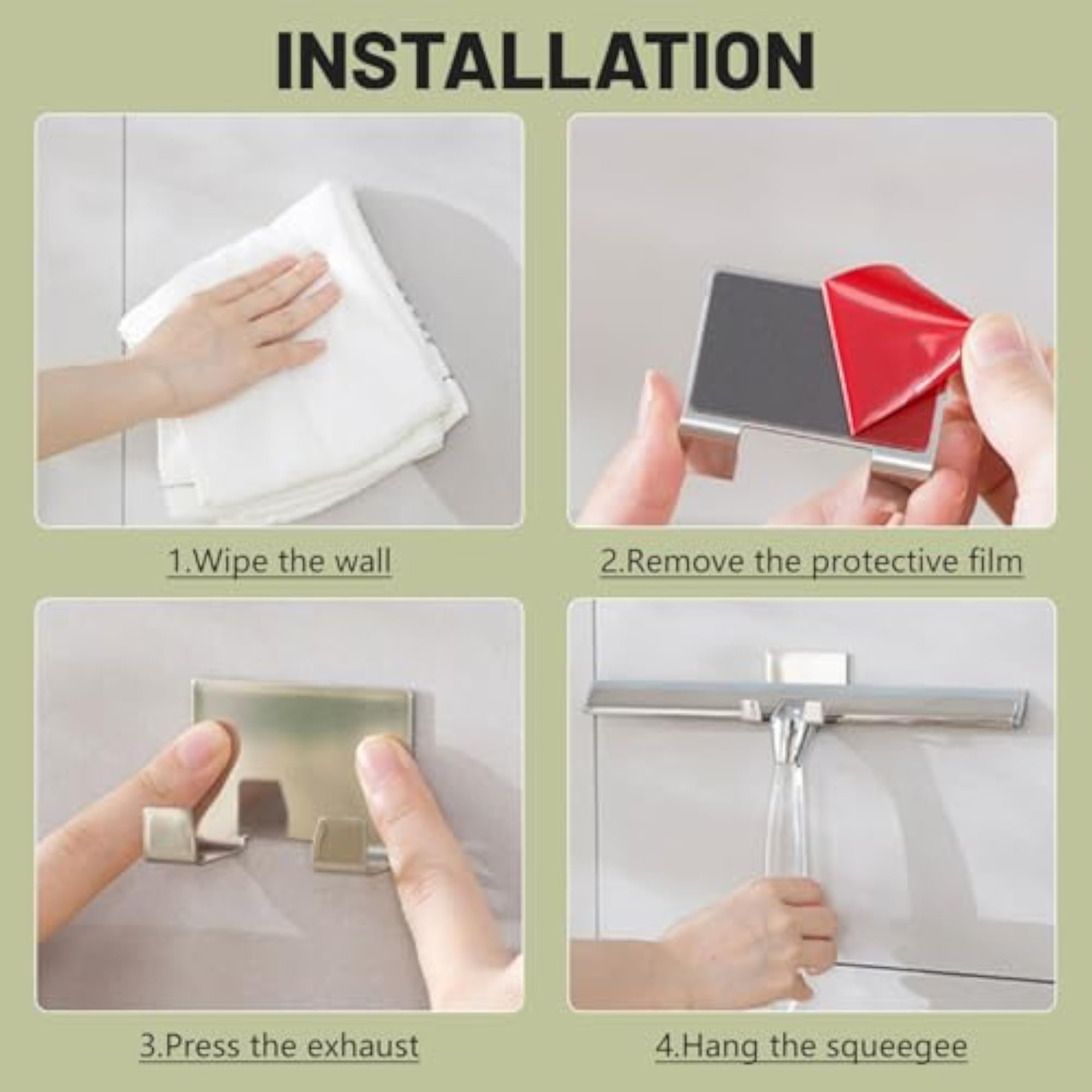 Shower Squeegee with Hooks for Easy Storage