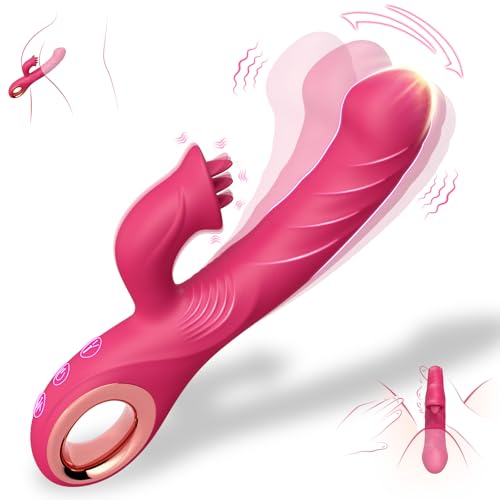3 in 1 Sex Toys Rabbit Vibrators Dildo - Adult Toys Clitoris G Spot Vibrator with 10 Wiggling & Vibrating & Licking Modes, Adult Sex Toys for Women and Couples Female Vibrator Clitoral Stimulator