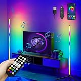 122CM Lámpara de Piso Pie Esquina Led RGB Luz Control Inteligente, Lampara de Piso Ajustable y Decolorada, con Aplicación y Control Remoto. Barra de...