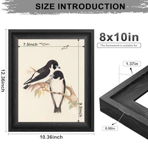 Image of 8x10 Picture Frame Black, Wide Border, Durable 8 x 10 Wall Gallery Poster Photo Frame for Wall Hanging or Tabletop