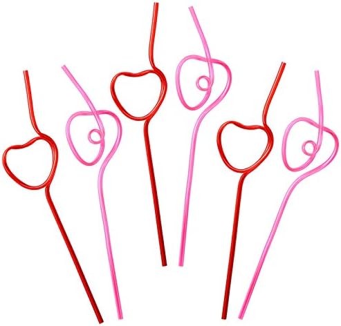 Valentine’s Day Party Supplies Straws - V-DAY Drinking Plastic Crazy Loop Straw School Favors 36Ct