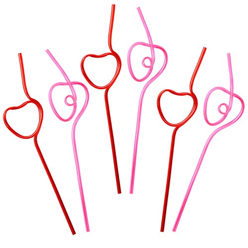 Valentine’s Day Party Supplies Straws - V-Day Drinking Plastic Crazy Loop Straw School Favors 36Ct #TOP2