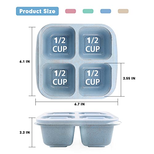 Puikus 4 Pack Snack Containers, 4 Compartments Bento Snack Box, Reusable Meal Prep Lunch Containers For Kids Adults, Divided Food Storage Containers For School Work Travel #TOP3