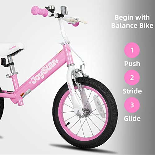 Joystar 16 Inch Balance Bike For Big Kids 4 5 6 7 8 Years Old Boys Girls 16 In Large Balance Bikes With Rubber Air Tire No Pedal Training Bicycle Pink #TOP4