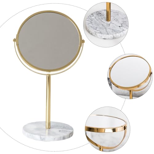 Miroir de maquillage stable en marbre doré fini les reflets flous - 4