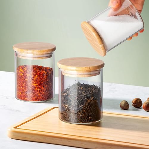Bocaux de conservation en verre 200ml avec couvercle en bambou pour épices - 6