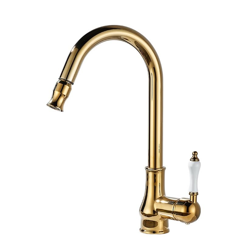 Robinet de cuisine en cuivre design doré unique eau chaude et froide