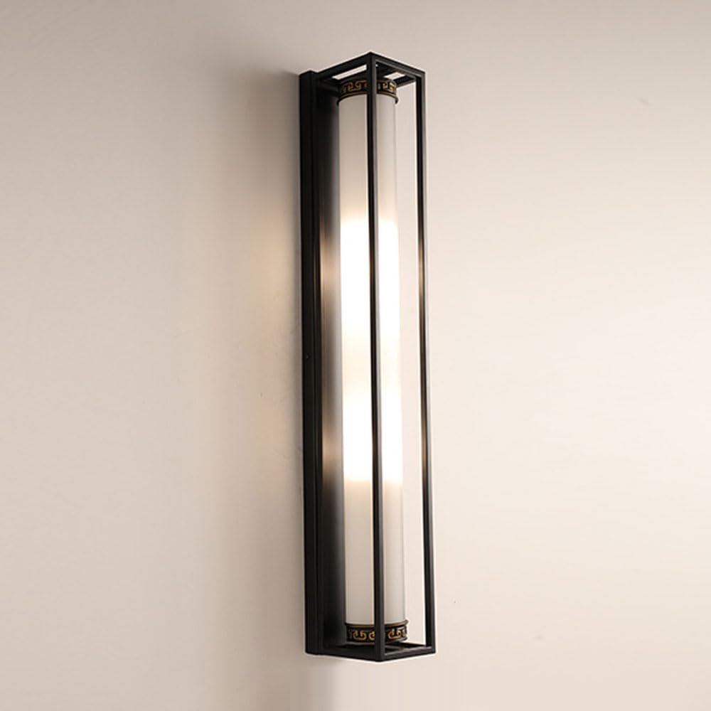 MESOVFCA Elegant Gold/Black Retro Wall Lamp - American Style Lantern Transparent Glass Shade for Outdoor & Indoor(Gold-22.8in)