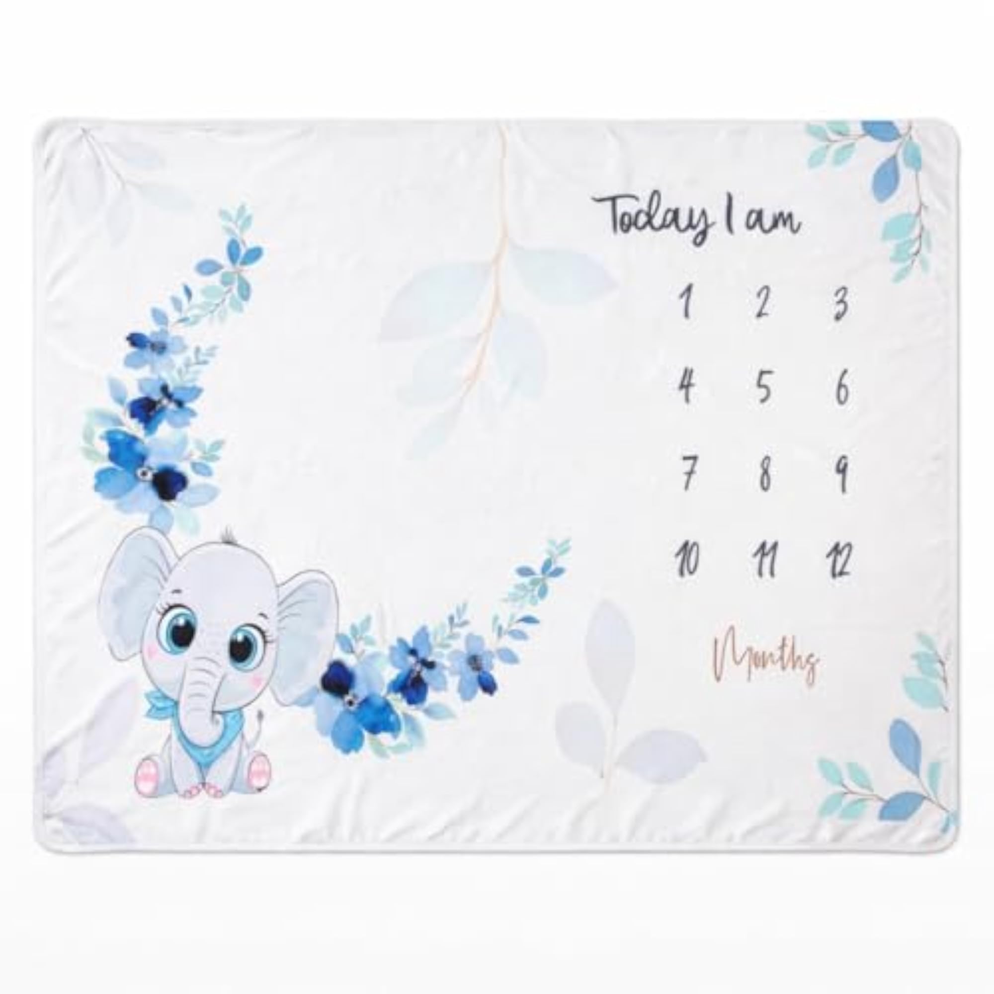 Baby Monthly Milestone Blanket, Elephant Design Growth Tracker