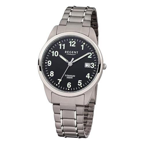 Regent Herren Analog Quarz Uhr mit Titan Armband 11090359