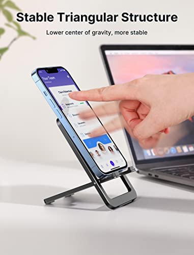Image of Cell Phone Stand, JSAUX Foldable Aluminum Adjustable Phone Holder for Desk Portable Travel Holder Office Desk Accessories Compatible for iPhone 14 13 12 11 Pro Max X Xr Samsung S22 S21 A53 Switch Pink