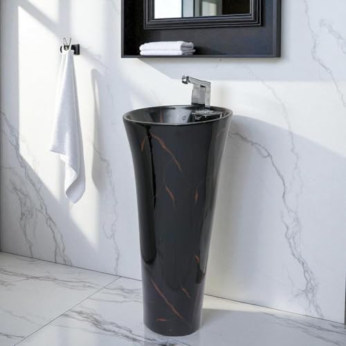 Image of Clay Plus TM Premium Ceramic's Designer Damru Pedestal Wash Basin Elegent Look Bathroom /Living room (TM18-)