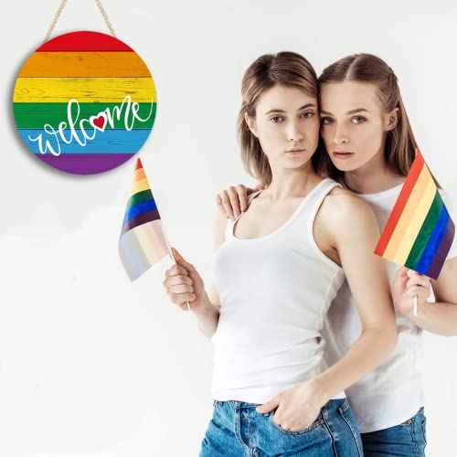Davsolly Rainbow Welcome Door Sign Gay Pride Wooden Wreath Lgbt Pride Decorations For Home Classroom Playroom Decor #TOP1